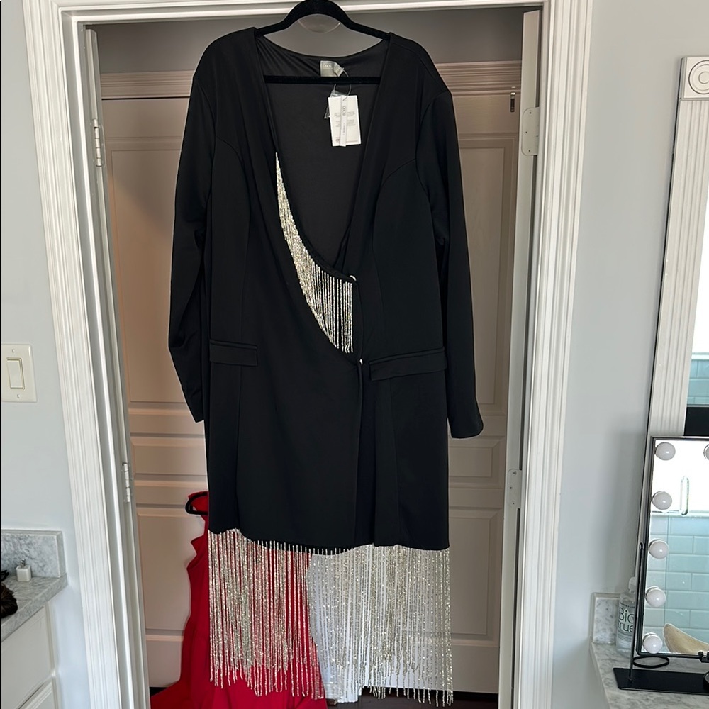 Black Dress with Silver Fringe Detail